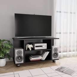  Szafka pod TV z kółkami, czarna, 80x40x40 cm, płyta wiórowa Lumarko!