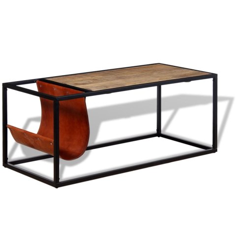  Stolik kawowy ze skórzanym uchwytem na czasopisma 110x50x45 cm Lumarko!
