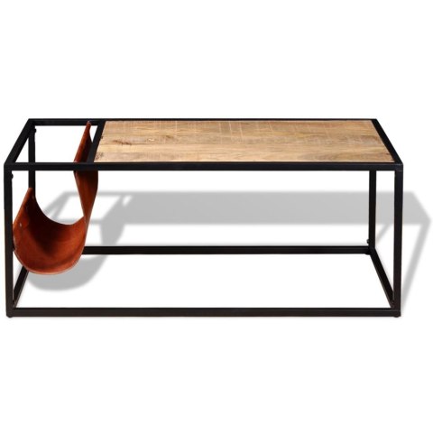  Stolik kawowy ze skórzanym uchwytem na czasopisma 110x50x45 cm Lumarko!