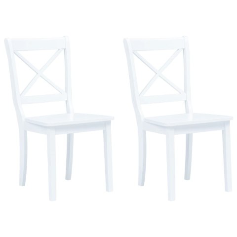  Krzesła jadalniane, 2 szt., białe, lite drewno kauczukowca Lumarko!