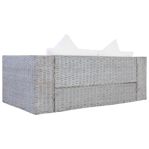  2-osobowa sofa z poduszkami, szara, naturalny rattan Lumarko!