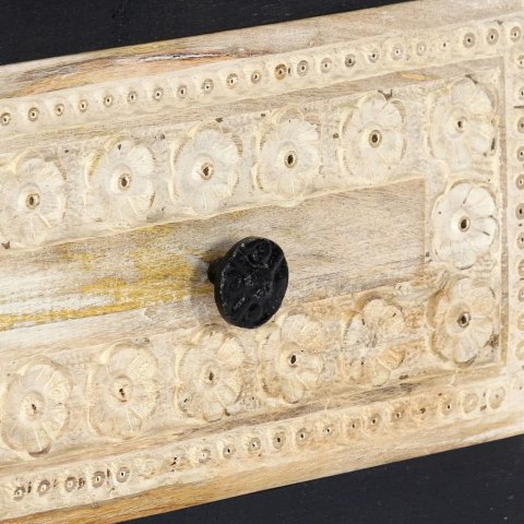  Ręcznie rzeźbiona szafka nocna, szara, 40x30x50cm, drewno mango Lumarko!