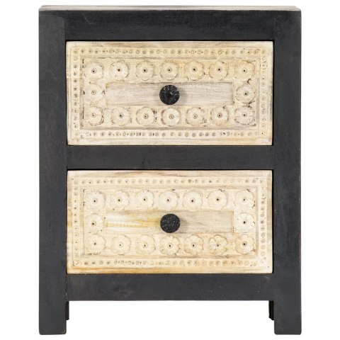  Ręcznie rzeźbiona szafka nocna, szara, 40x30x50cm, drewno mango Lumarko!