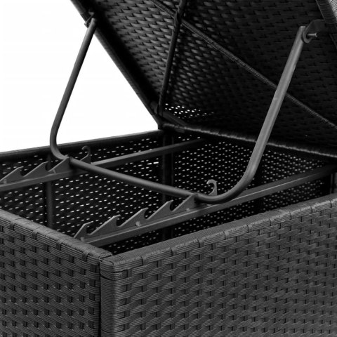  Leżak ogrodowy z poduszką, polirattan, czarny Lumarko!