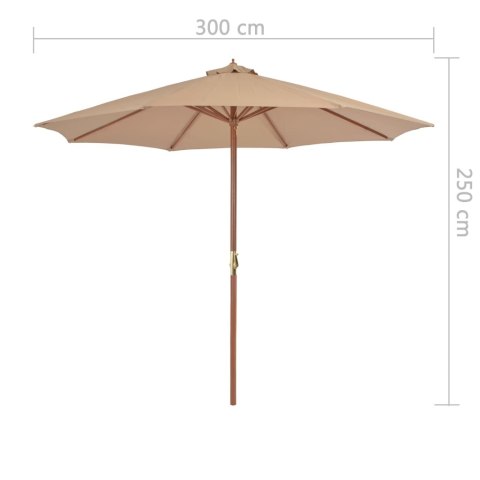  Parasol ogrodowy na drewnianym słupku, 300 cm, taupe Lumarko!