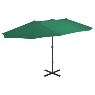  Parasol ogrodowy na słupku aluminiowym, 460 x 270 cm, zielony Lumarko!