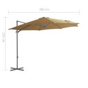  Parasol wiszący ze stalowym słupkiem, 300 cm, kolor taupe Lumarko!