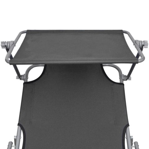  Składany leżak z daszkiem, stalowy, szary Lumarko!