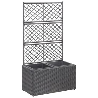  Donica z kratką i 2 wkładami, 58x30x107 cm, polirattan, czarna Lumarko!