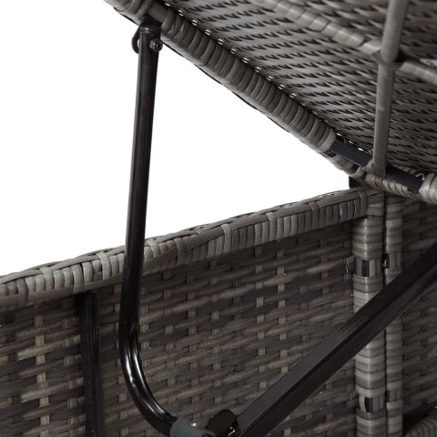  Leżak z poduszką i stolikiem, polirattan, szary Lumarko!