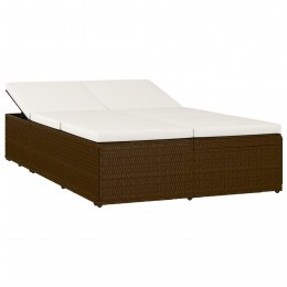  Rozkładane łóżko ogrodowe z poduszką, polirattan, brązowe Lumarko!