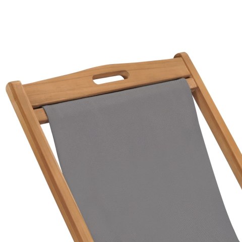  Składany leżak plażowy, lite drewno tekowe, szary Lumarko!