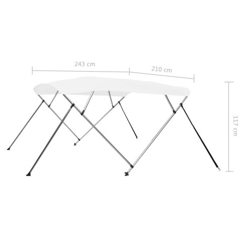  Bimini, daszek do łodzi, 4 pałąki, biały, 243x210x117 cm Lumarko!