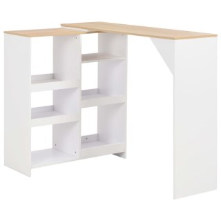  Stolik barowy z ruchomym regałem, biały, 138 x 40 x 120 cm Lumarko!