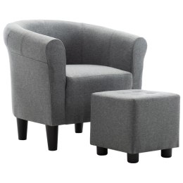 Lumarko 2-częściowy zestaw: fotel z podnóżkiem, jasnoszary, tkanina