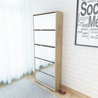  Szafka na buty z 5 półkami i lustrem, kolor dębu, 63x17x169,5 Lumarko!