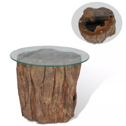  Stolik kawowy, drewno tekowe i szkło, 50 x 40 cm Lumarko!