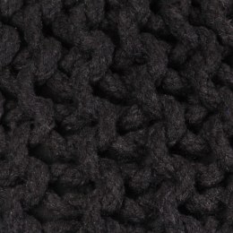  Puf z ręcznie dzierganym pokryciem z bawełny, 50x35 cm, czarny Lumarko!