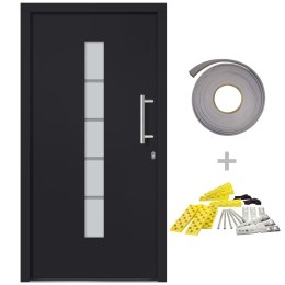  Drzwi zewnętrzne, aluminium i PVC, antracytowe, 110x210 cm Lumarko!