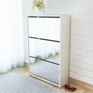  Szafka na buty z 3 półkami i lustrem, kolor dębu 63x17x102,5 cm Lumarko!