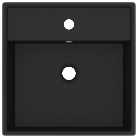 Kwadratowa umywalka z przelewem, matowa czerń, 41x41 cm Lumarko!