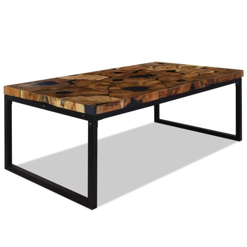  Stolik kawowy z drewna tekowego i żywicy, 110 x 60 x 40 cm Lumarko!