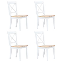  Krzesła stołowe, 4 szt., biel i jasny brąz, drewno kauczukowca Lumarko!