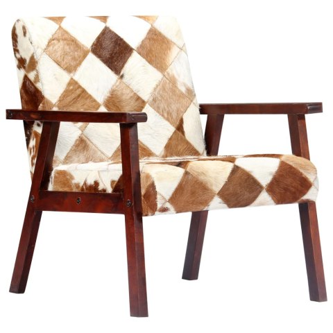  Fotel, biało-brązowy, naturalna skóra kozia Lumarko!