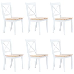  Krzesła stołowe, 6 szt., biel i jasny brąz, drewno kauczukowca Lumarko!