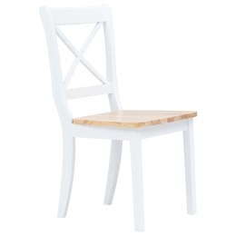  Krzesła stołowe, 6 szt., biel i jasny brąz, drewno kauczukowca Lumarko!
