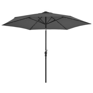  Parasol ogrodowy z LED i stalowym słupkiem, 300 cm, antracytowy Lumarko!