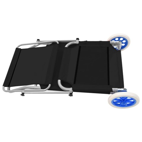  Składany leżak z zadaszeniem i kółkami, stal, czarny Lumarko!