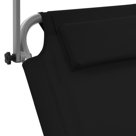  Składany leżak z zadaszeniem i kółkami, stal, czarny Lumarko!