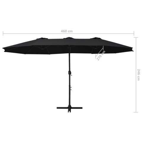  Parasol ogrodowy na słupku aluminiowym, 460 x 270 cm, czarny Lumarko!