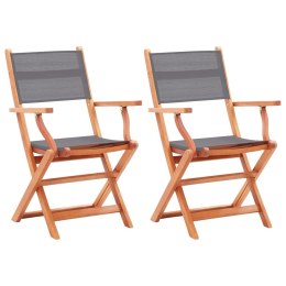  Składane krzesła ogrodowe 2 szt., szare, eukaliptus i textilene Lumarko!