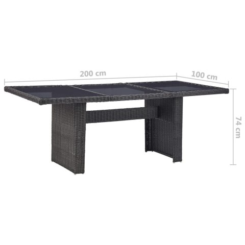  Stół ogrodowy, czarny, 200x100x74 cm, szkło i rattan PE Lumarko!