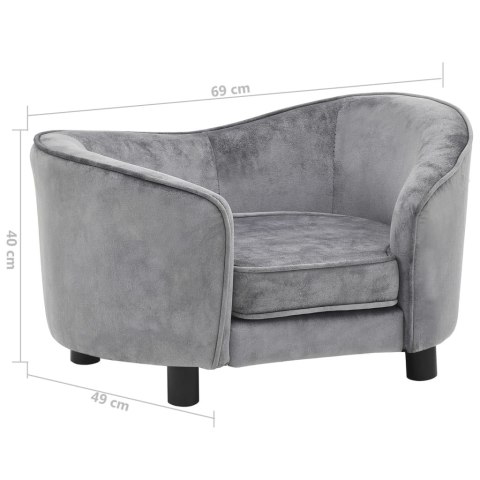  Sofa dla psa, szara, 69x49x40 cm, pluszowa Lumarko!