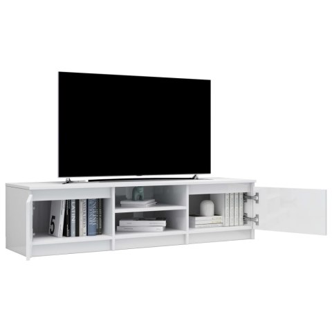  Szafka pod TV, wysoki połysk, biała, 140x40x35,5 cm Lumarko!