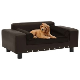  Sofa dla psa, brązowa, 81x43x31 cm, plusz i sztuczna skóra Lumarko!