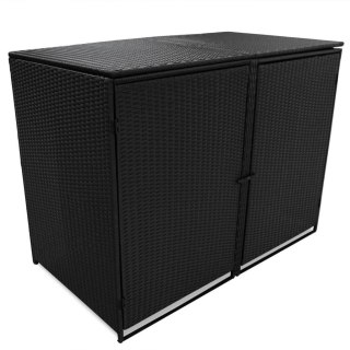  Osłona na 2 kosze na śmieci, polirattan, czarna, 148x80x111 cm Lumarko!