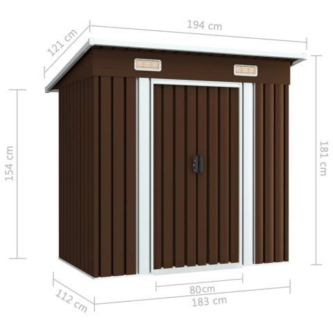  Szopa ogrodowa, brązowa, 194 x 121 x 181 cm, stalowa Lumarko!