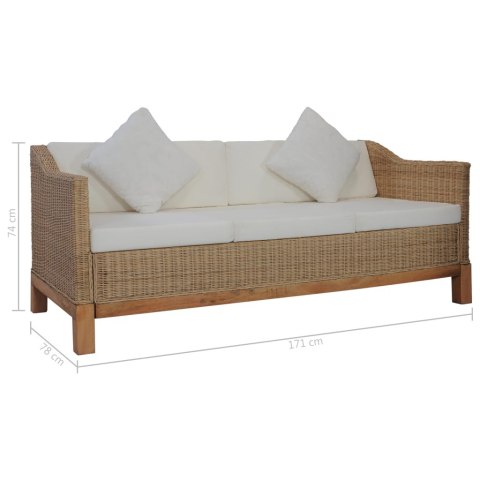  3-osobowa sofa z poduszkami, naturalny rattan Lumarko!
