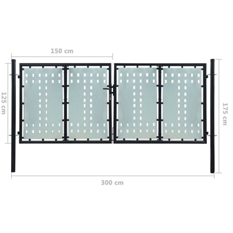  Podwójna furtka ogrodzeniowa 300 x 175 cm, czarna Lumarko!