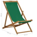  Składany leżak plażowy, lite drewno tekowe, zielony Lumarko!