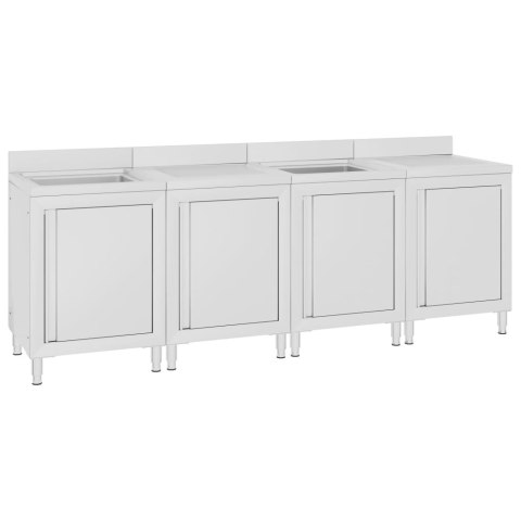  Szafka gastronomiczna ze zlewem, 240x60x96 cm, stal nierdzewna Lumarko!