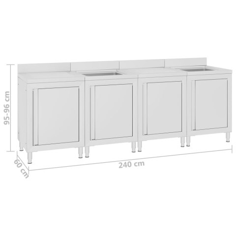  Szafka gastronomiczna ze zlewem, 240x60x96 cm, stal nierdzewna Lumarko!