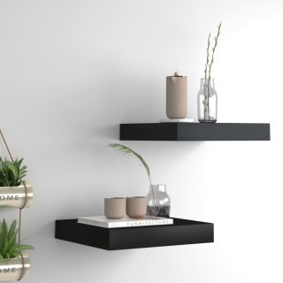  Półki ścienne, 2 szt., czarne, 23 x 23,5 x 3,8 cm, MDF Lumarko!