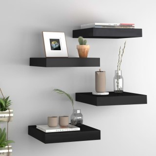  Półki ścienne, 4 szt., czarne, 23 x 23,5 x 3,8 cm, MDF Lumarko!