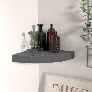  Narożna półka ścienna, wysoki połysk, szara, 25x25x3,8 cm, MDF Lumarko!