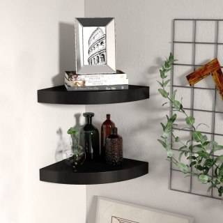  Narożne półki ścienne, 2 szt., czarne, 25x25x3,8 cm, MDF Lumarko!